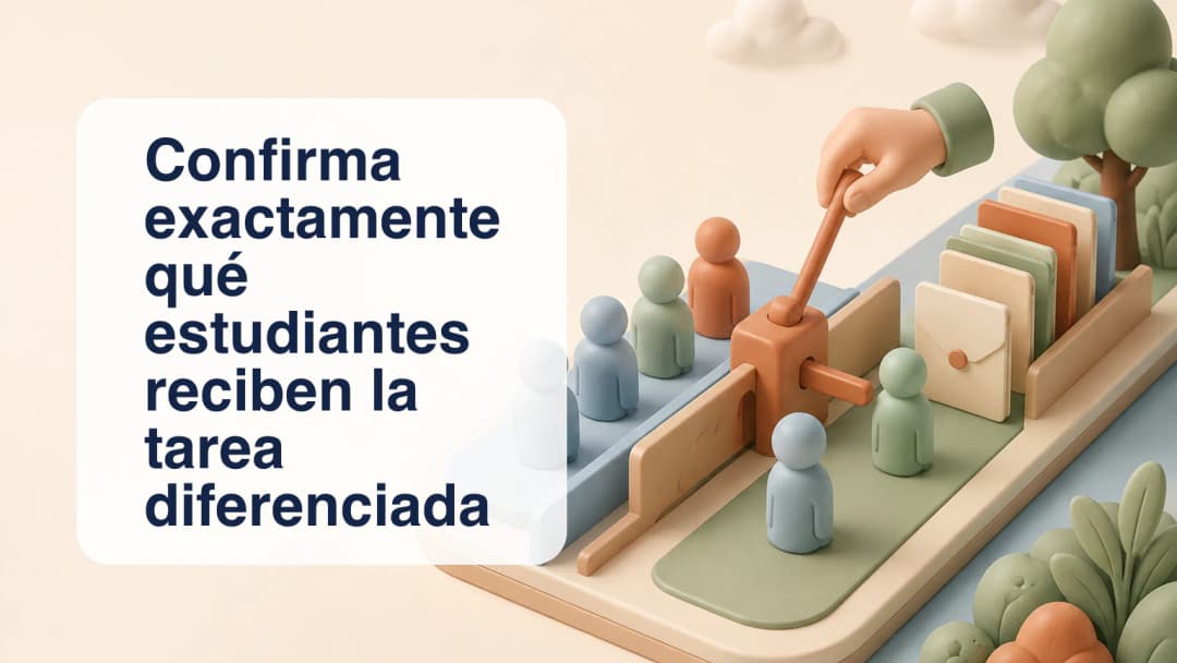 Selección y confirmación docente de destinatarios de tarea