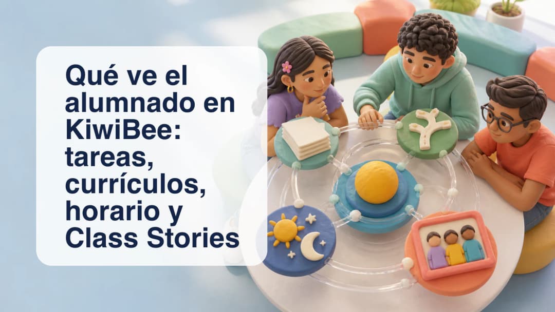Panel estudiantil con próximas tareas, currículos activos, horario de hoy y navegación de Class Stories
