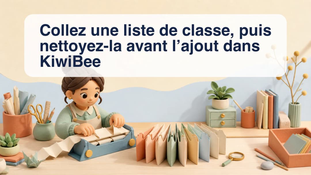 Enseignante organisant une liste de classe collée en lignes d’élèves propres