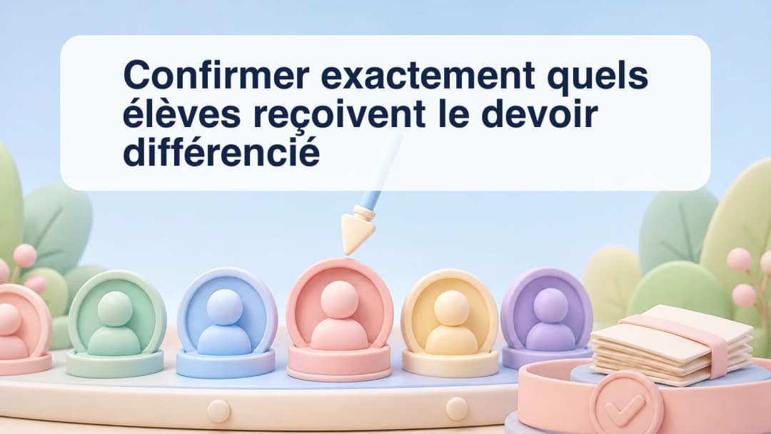 Sélection et confirmation des destinataires par l'enseignant