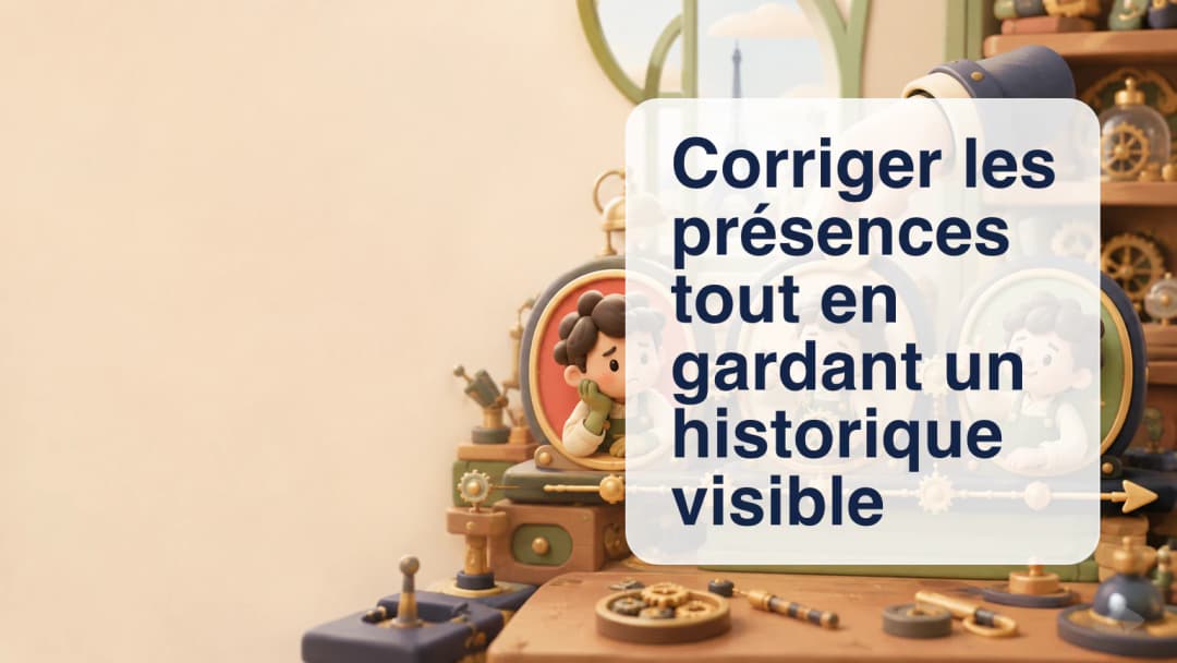 Cartes de présence passant de l’ancien état au nouvel état avec un historique visible