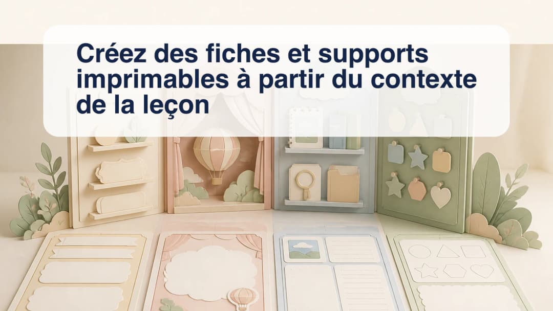 Enseignante transformant le contexte choisi en pages de fiches à relire