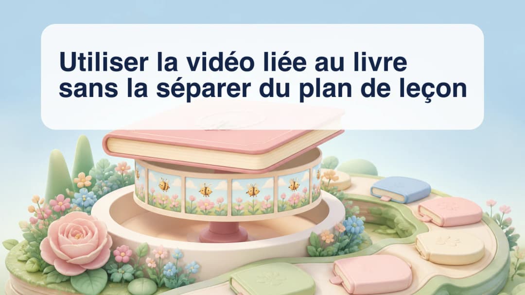 Livre de programme ouvert relié à une vidéo privée de classe