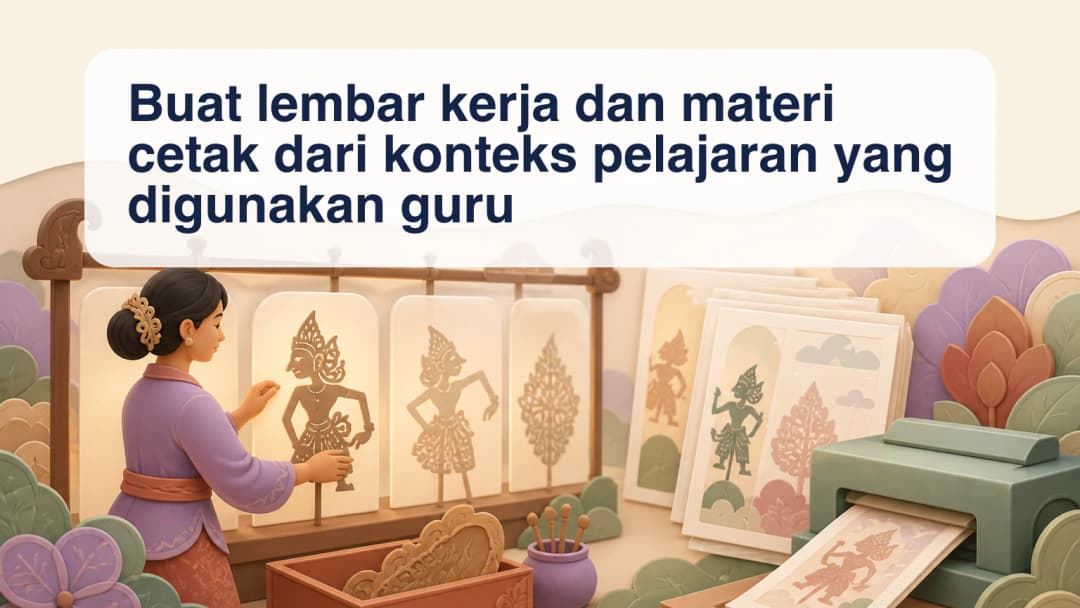 Guru mengubah konteks pelajaran terpilih menjadi halaman lembar kerja
