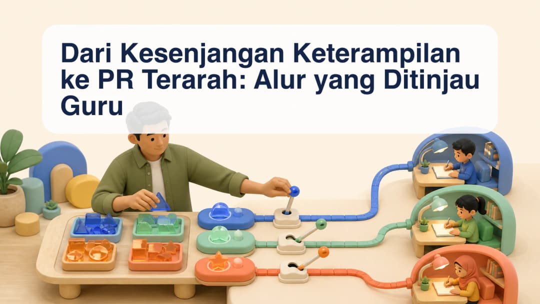 Guru meninjau draf PR terarah dan kelompok siswa terpilih sebelum mengonfirmasi tugas