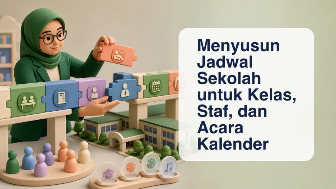 Petugas sekolah mengatur kelas, guru, asisten, ruang, cuti, pengganti, dan acara dalam jadwal
