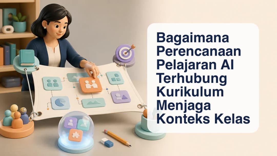 Guru meninjau draf rencana pelajaran berbantuan AI bersama konteks kelas dan kurikulum yang dipilih