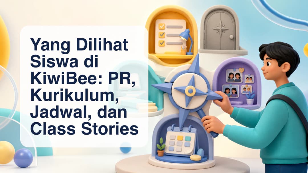 Dashboard siswa dengan tugas mendatang, kurikulum aktif, jadwal hari ini, dan navigasi Class Stories