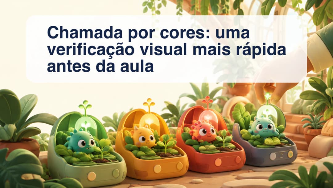Professor conferindo cartões ClassSpark esmeralda âmbar vermelhos e ardósia
