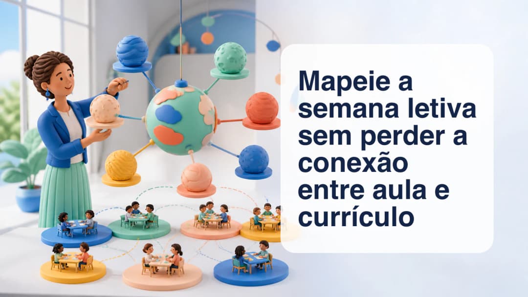 Professora conectando sete aulas semanais a um currículo e a um horário de turma