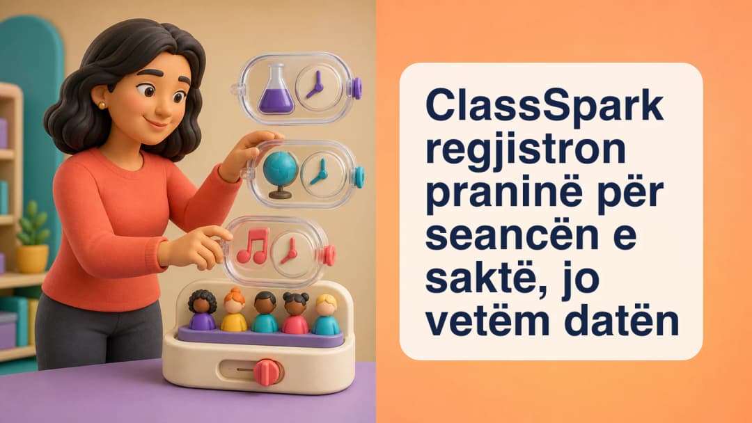 Mësues që regjistron praninë për seancën e saktë dhe shqyrton historikun e korrigjimeve