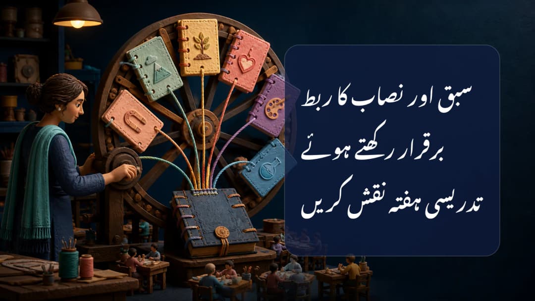 استاد سات ہفتہ وار اسباق کو ایک نصاب اور جماعتی جدول سے جوڑ رہا ہے
