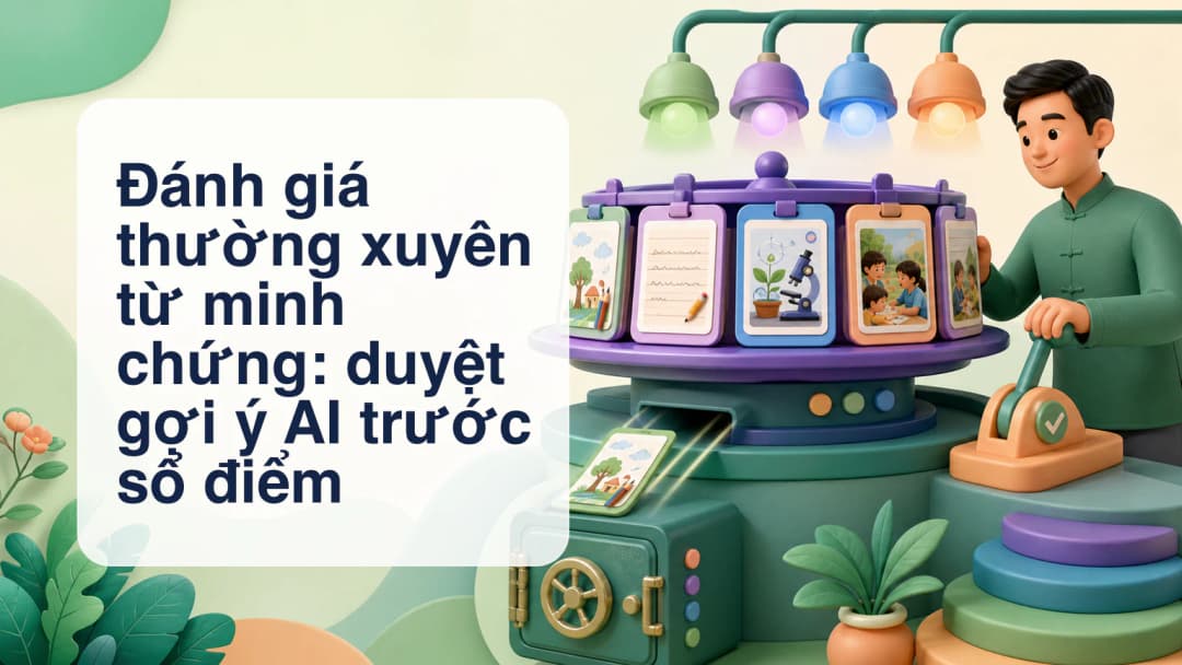 Giáo viên so sánh bài làm với quan sát do AI gợi ý trước khi xác nhận kết quả đánh giá thường xuyên