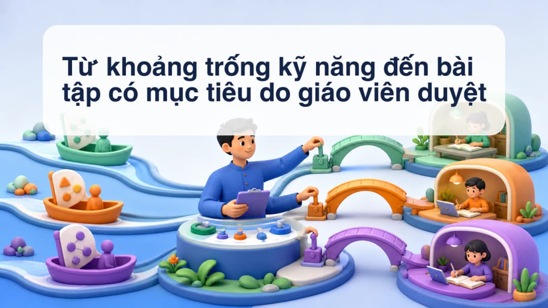 Giáo viên xem minh chứng kỹ năng, chọn học sinh và duyệt bài tập có mục tiêu trước khi xác nhận