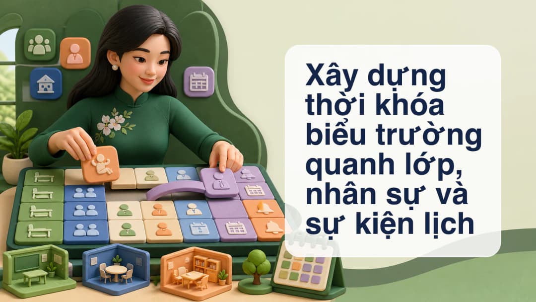 Người xếp lịch phối hợp lớp, nhân sự, phòng, nghỉ phép, dạy thay và sự kiện lịch trong KiwiBee