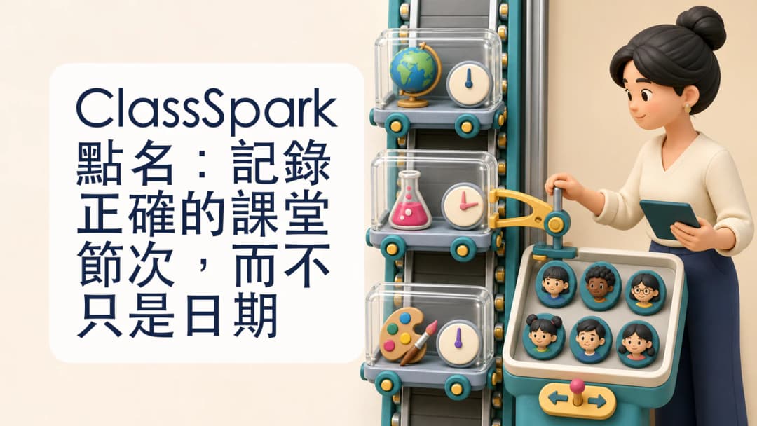 ClassSpark 點名表連結至一個指定課堂節次,顯示出席、遲到與缺席狀態