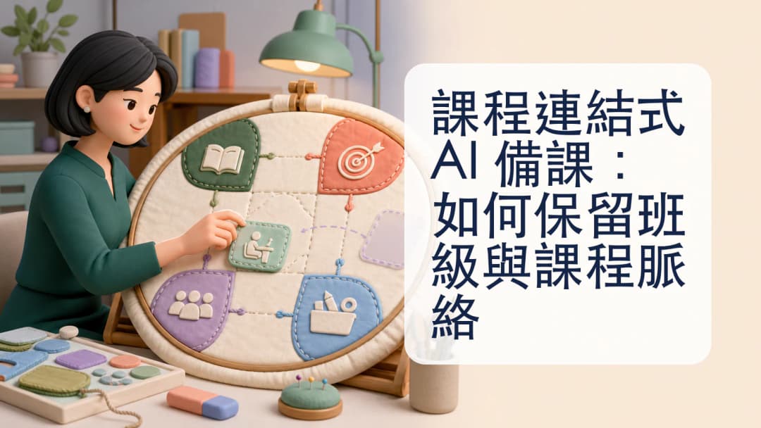 教師在所選班級與課程框架卡旁審核 AI 輔助教案