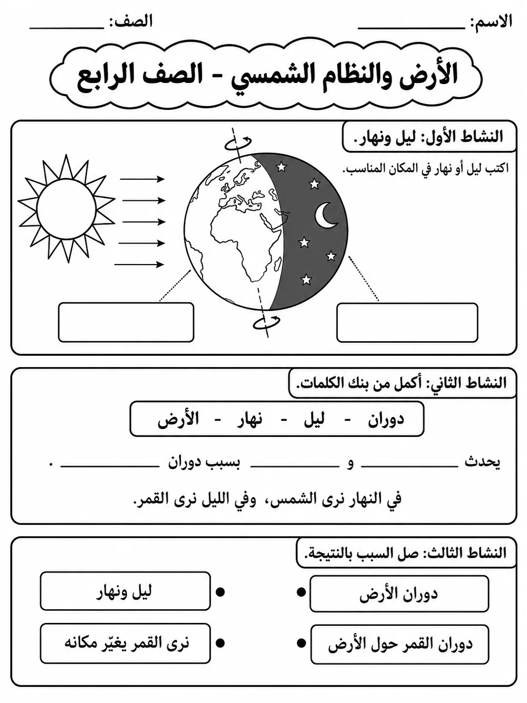 الأرض والنظام الشمسي - الصف الرابع صفحة 7 من مورد علوم عربي