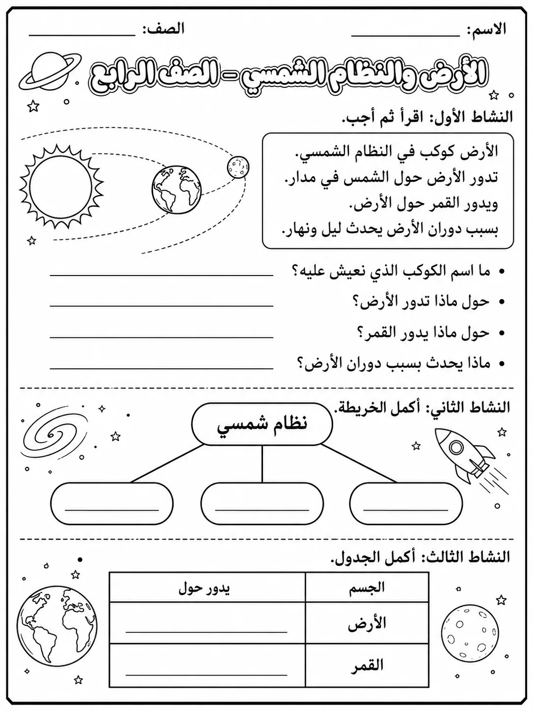 الأرض والنظام الشمسي - الصف الرابع صفحة 9 من مورد علوم عربي