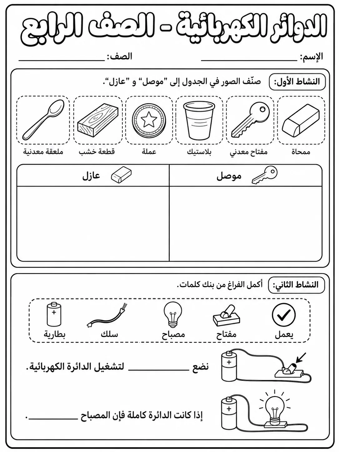 الدوائر الكهربائية - الصف الرابع صفحة 3 من مورد علوم عربي