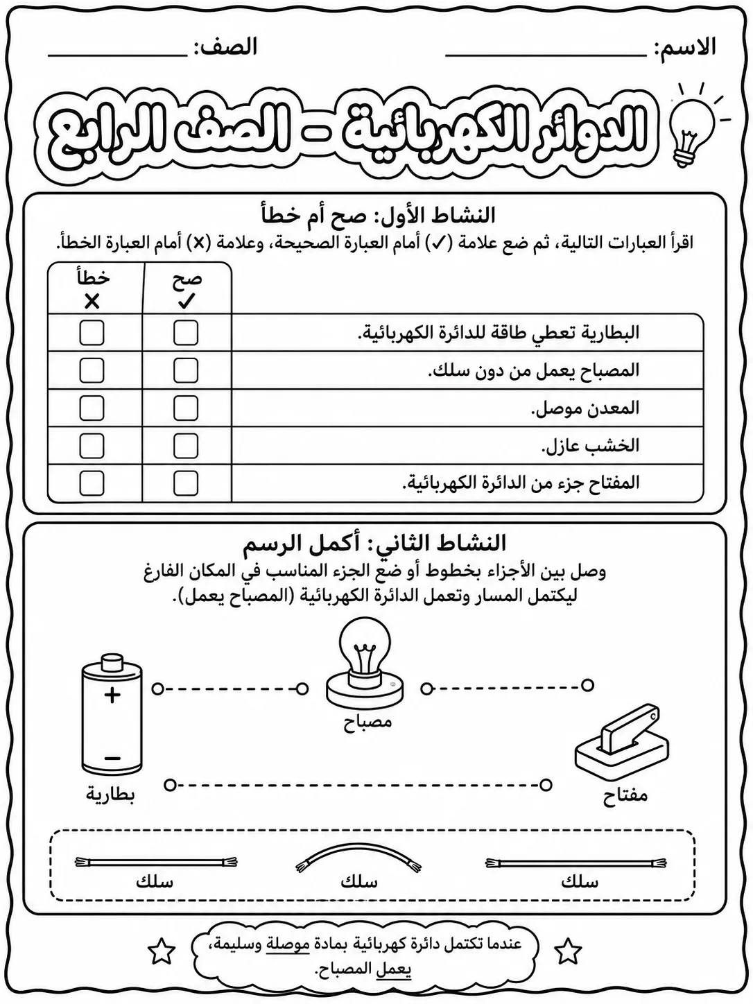 الدوائر الكهربائية - الصف الرابع صفحة 4 من مورد علوم عربي