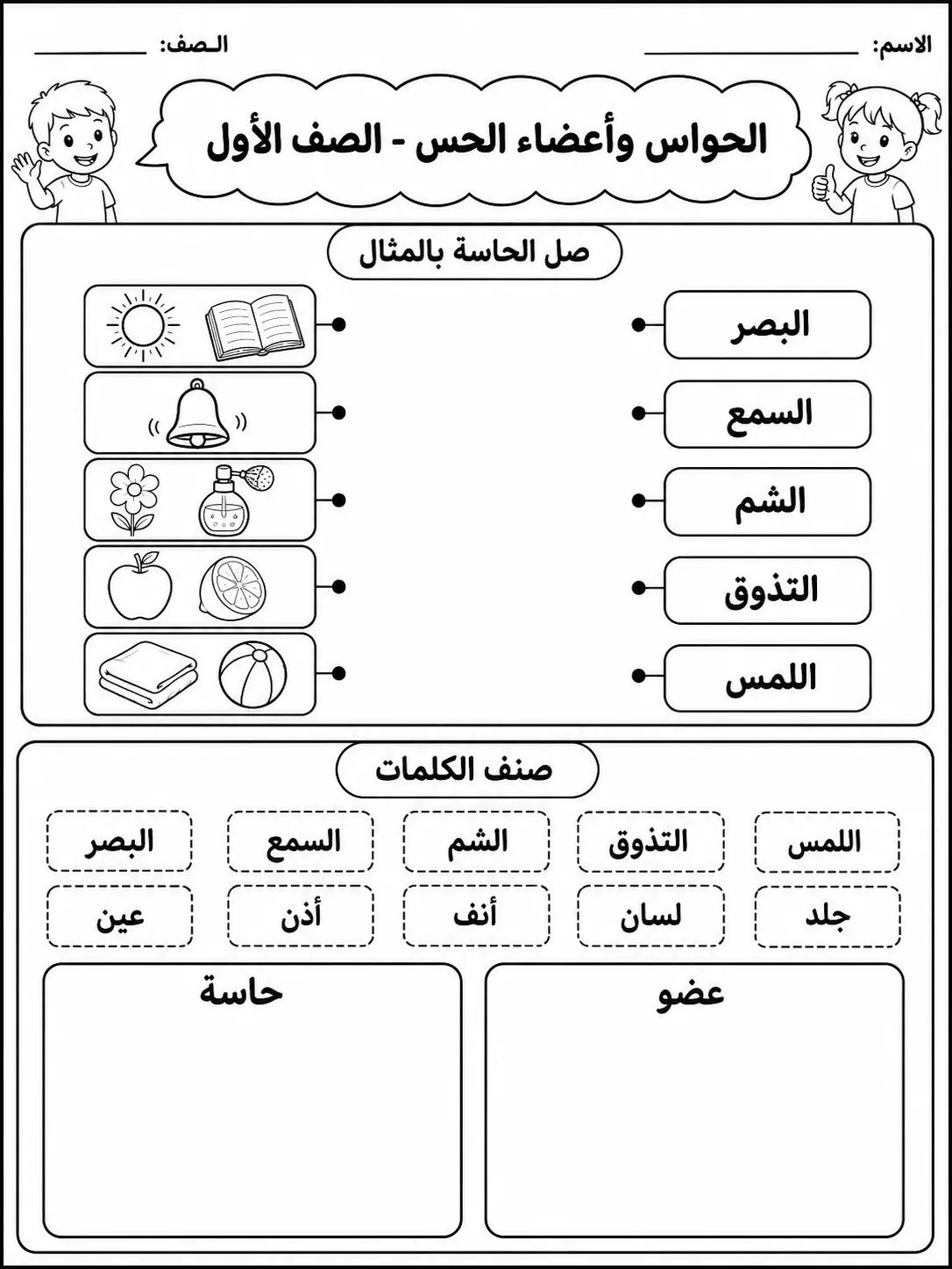 الحواس وأعضاء الحس - الصف الأول صفحة 5 من مورد علوم عربي