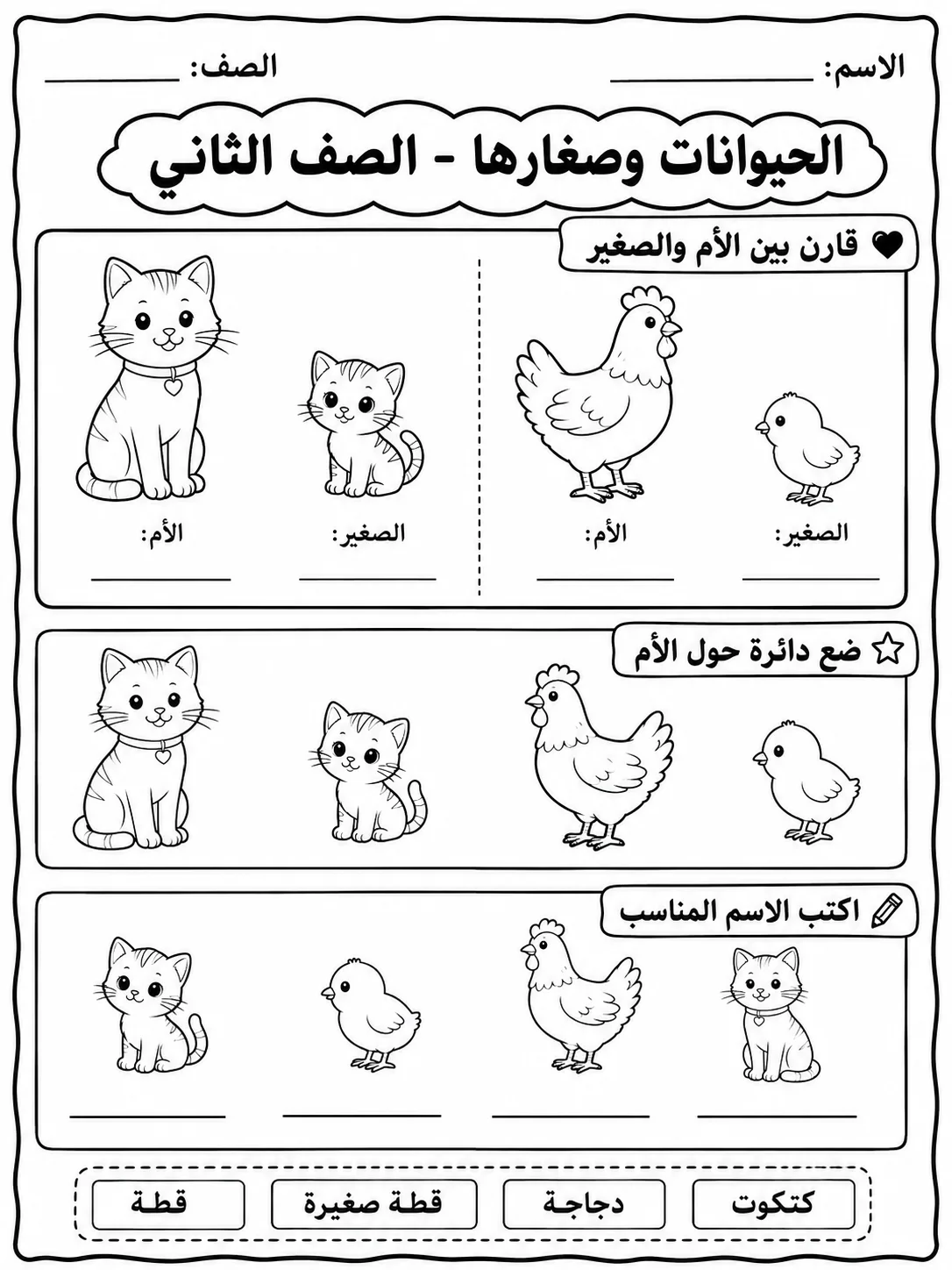 الحيوانات وصغارها - الصف الثاني صفحة 6 من مورد علوم عربي