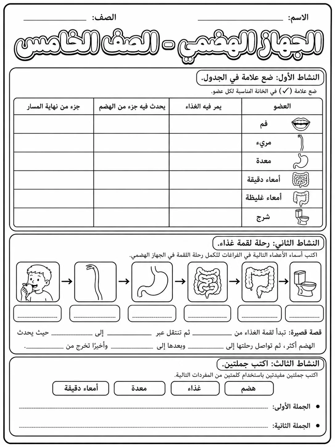 الجهاز الهضمي - الصف الخامس صفحة 6 من مورد علوم عربي