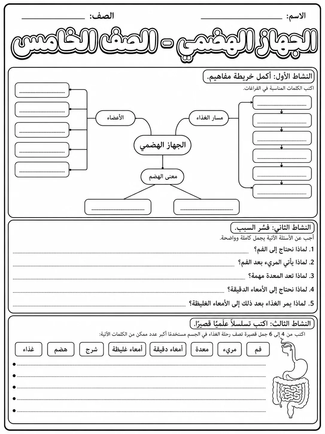 الجهاز الهضمي - الصف الخامس صفحة 10 من مورد علوم عربي