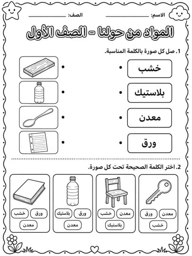 المواد من حولنا - الصف الأول