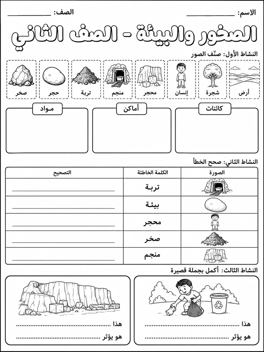 الصخور والبيئة - الصف الثاني صفحة 7 من مورد علوم عربي