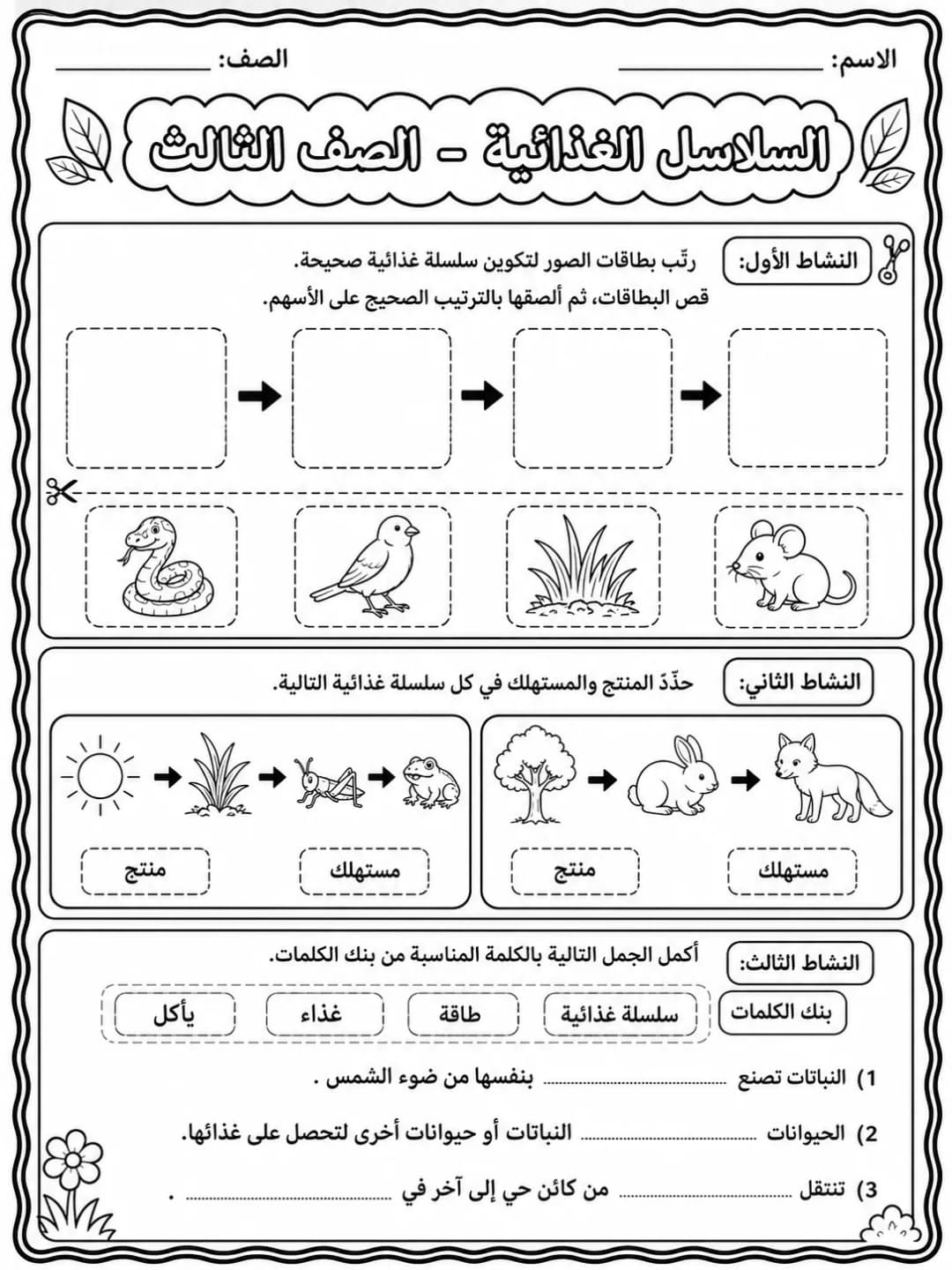 السلاسل الغذائية - الصف الثالث صفحة 7 من مورد علوم عربي