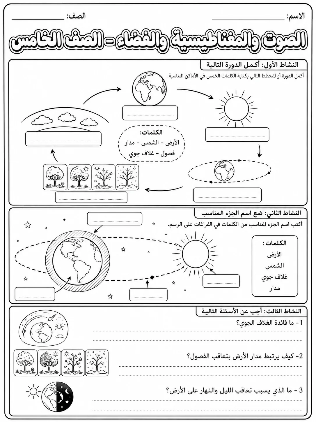 الصوت والمغناطيسية والفضاء - الصف الخامس صفحة 6 من مورد علوم عربي