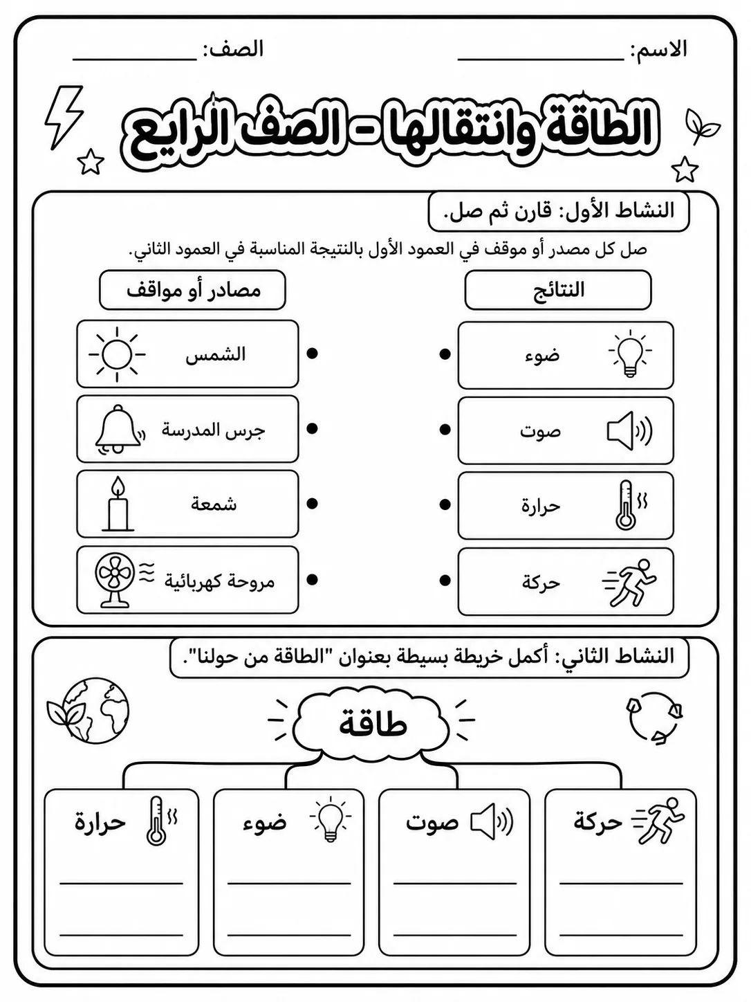 الطاقة وانتقالها - الصف الرابع صفحة 4 من مورد علوم عربي