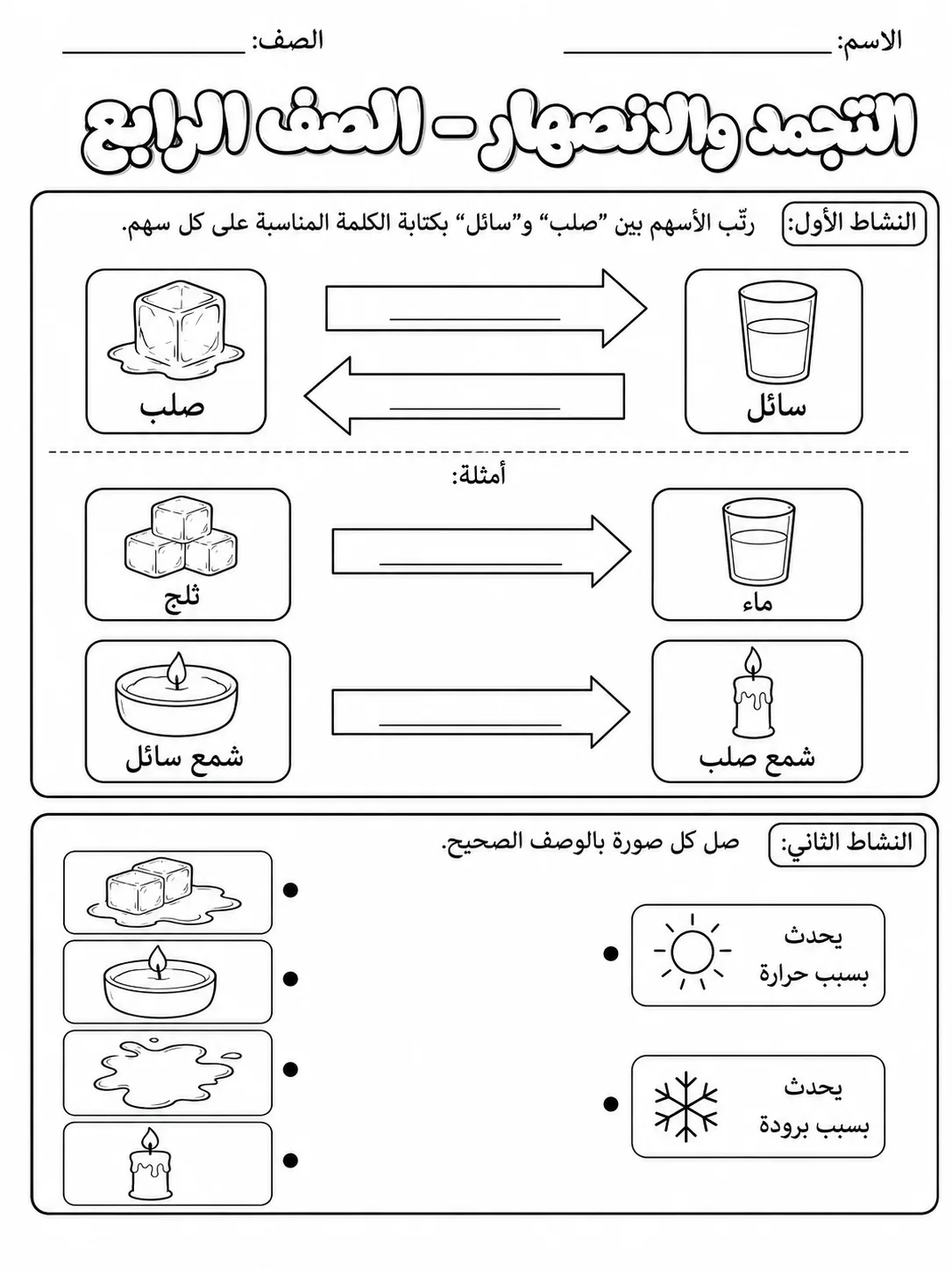 التجمد والانصهار - الصف الرابع صفحة 3 من مورد علوم عربي