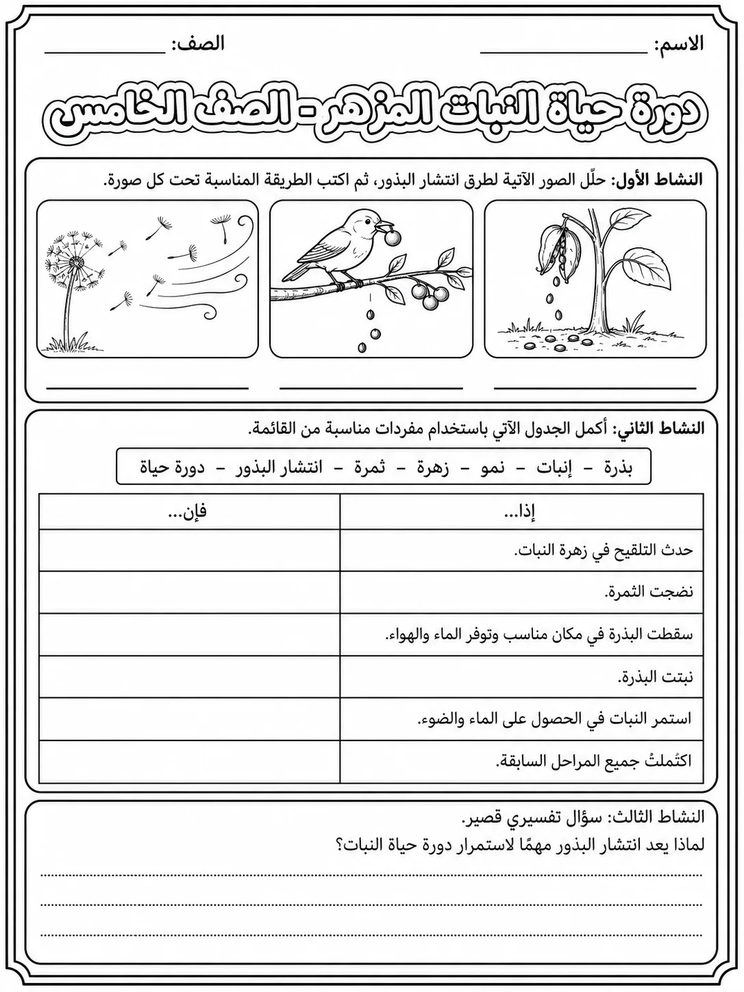 دورة حياة النبات المزهر - الصف الخامس صفحة 8 من مورد علوم عربي