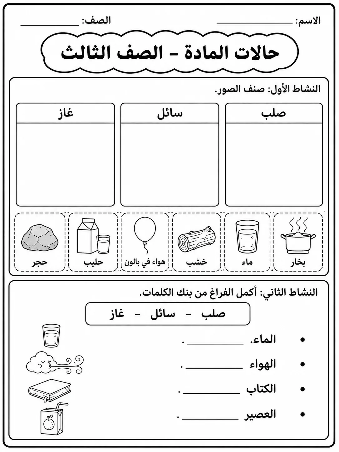 حالات المادة - الصف الثالث صفحة 2 من مورد علوم عربي