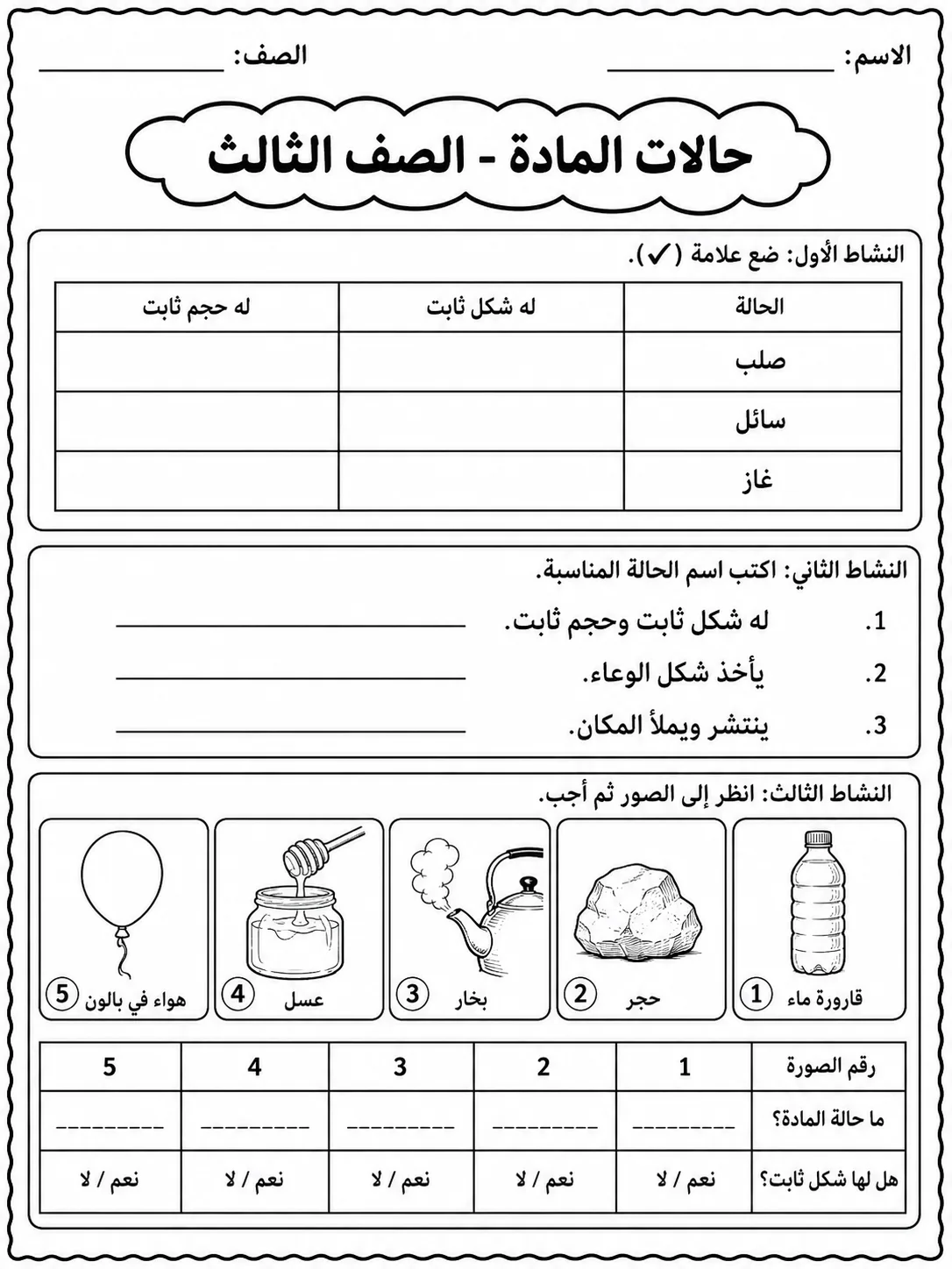حالات المادة - الصف الثالث صفحة 7 من مورد علوم عربي