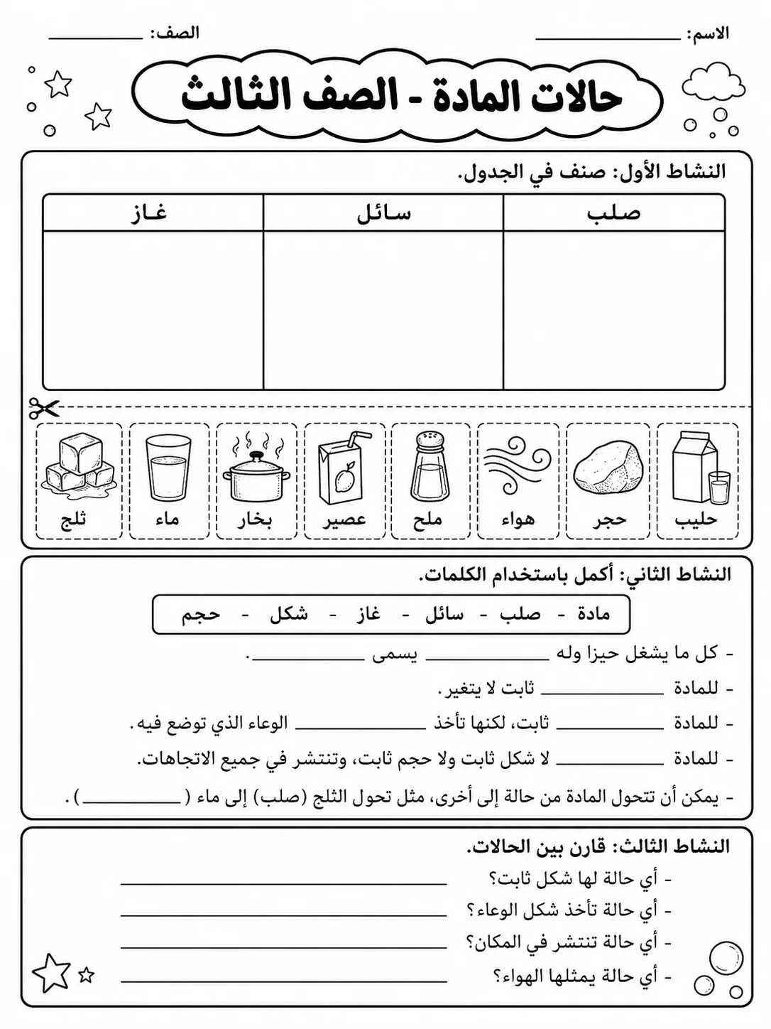 حالات المادة - الصف الثالث صفحة 8 من مورد علوم عربي