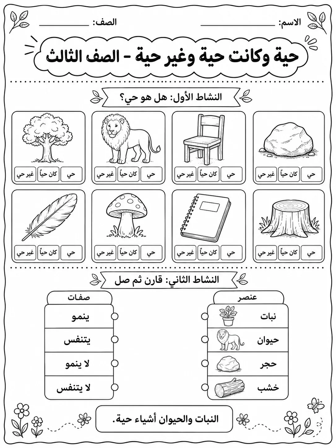 كائنات حية وكائنات غير حية - الصف الثالث صفحة 4 من مورد علوم عربي