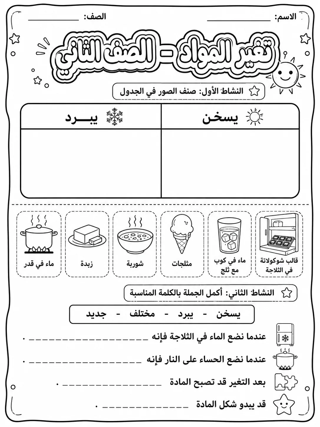 تغير المواد - الصف الثاني صفحة 2 من مورد علوم عربي