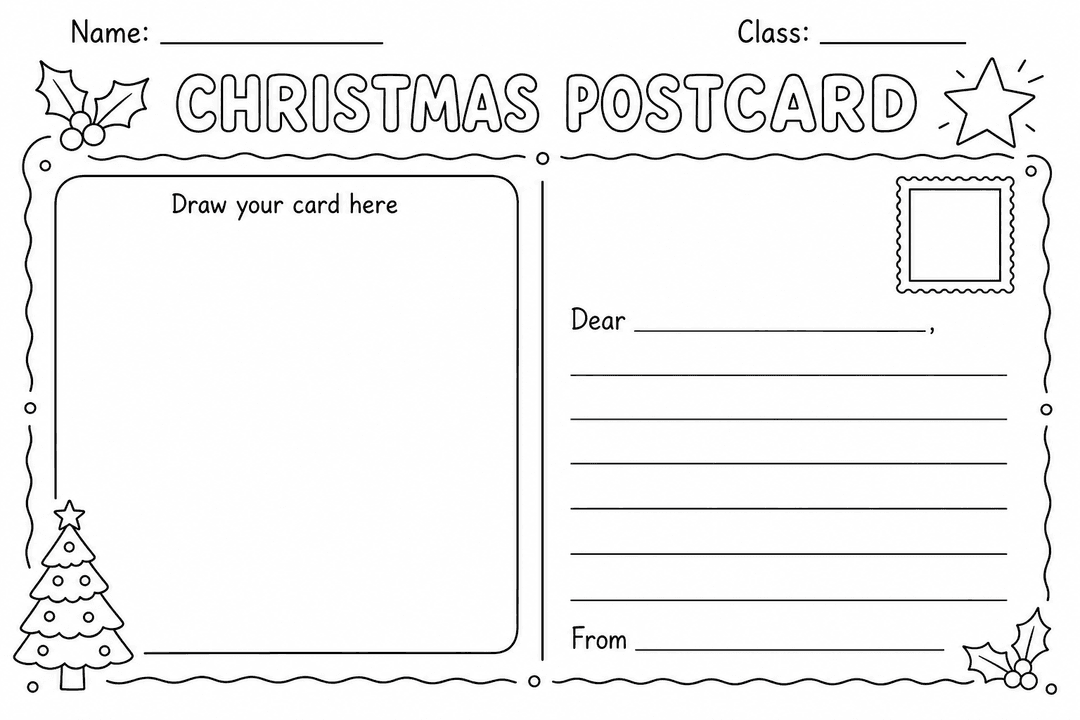 Christmas Postcard Template (printable)