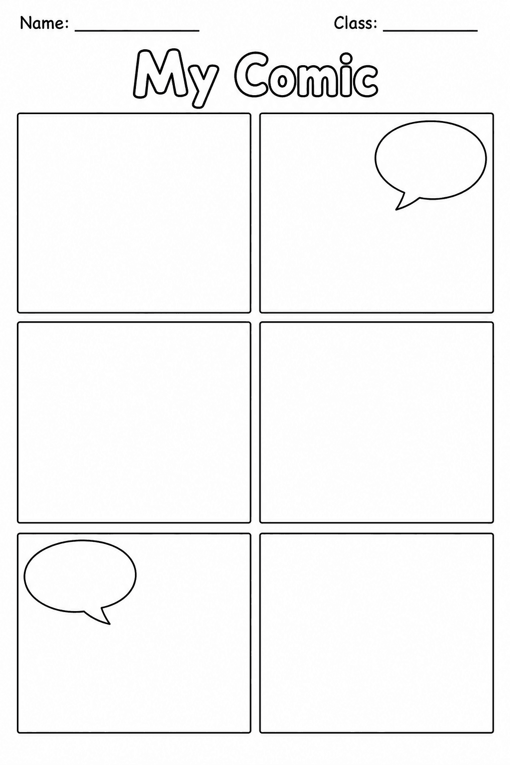 Comic Strip Template (printable)