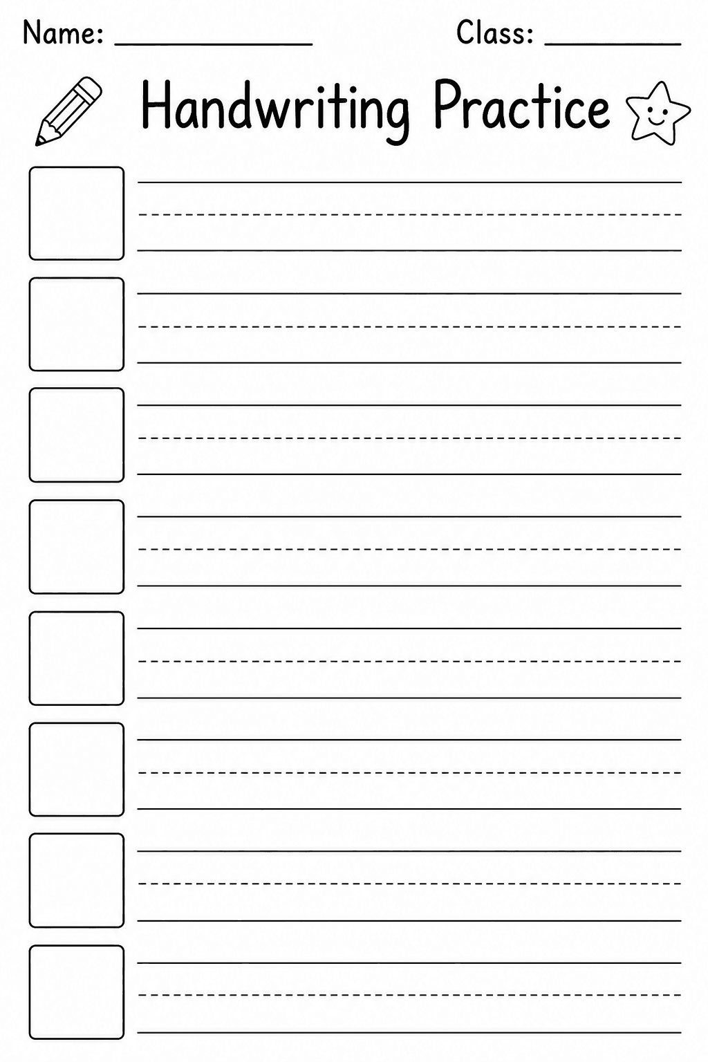 Handwriting Practice Template (printable)
