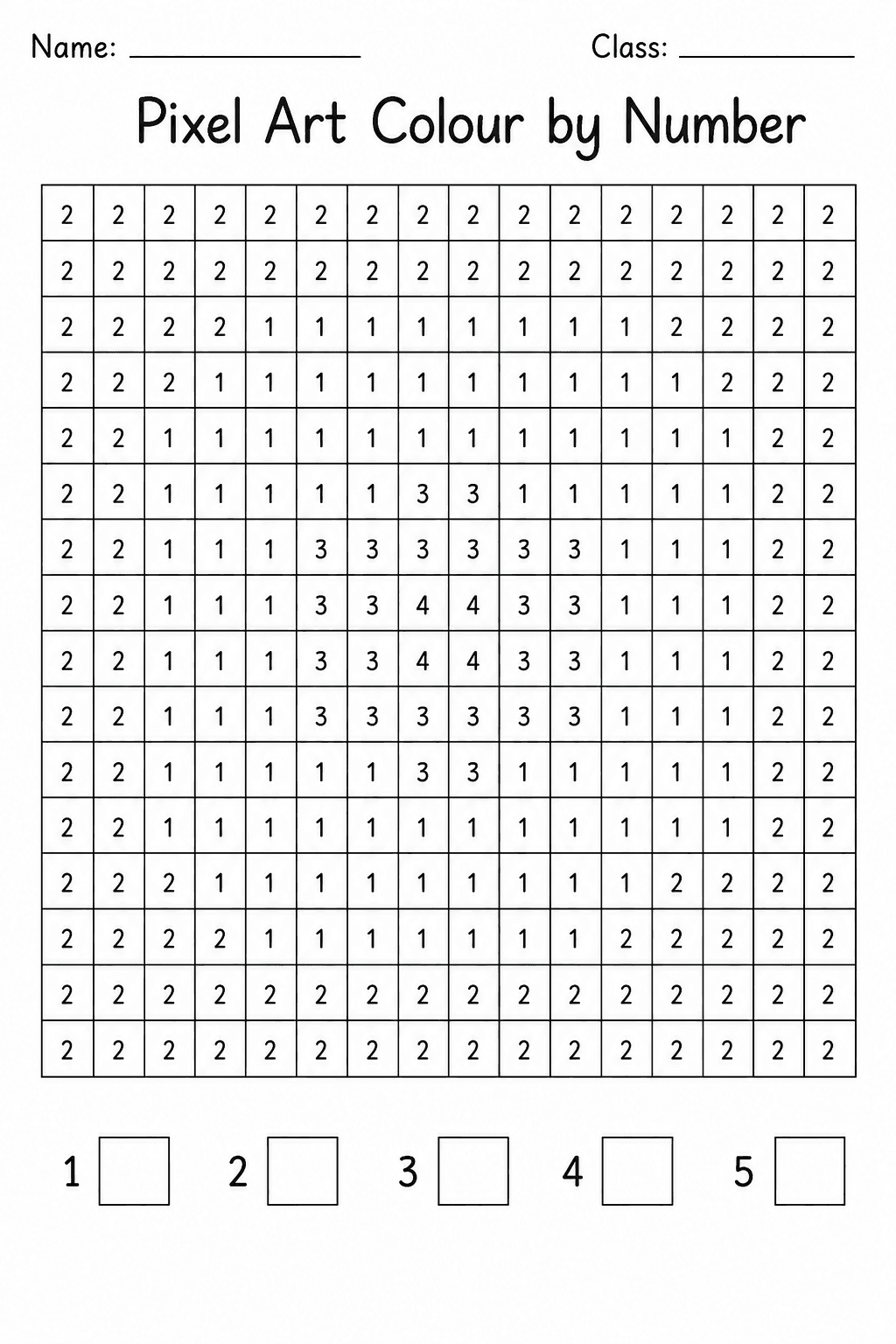 Pixel Colour-by-Number Template (printable)