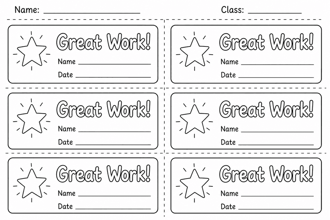 Reward & Gift Cards (printable sheet)