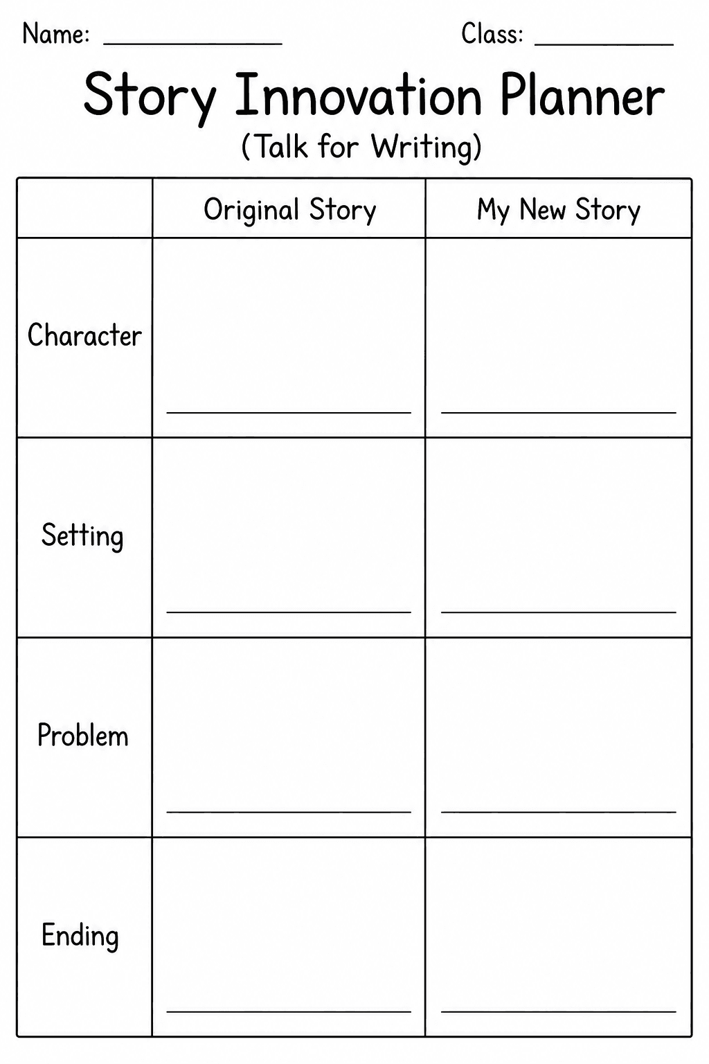 Story Innovation Planner (printable)