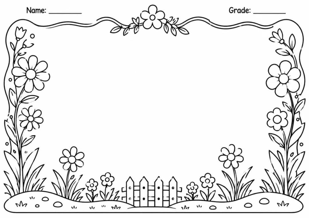 Drawing Frames: Nature and Floral Borders Worksheet Pack printable worksheet preview from KiwiBee