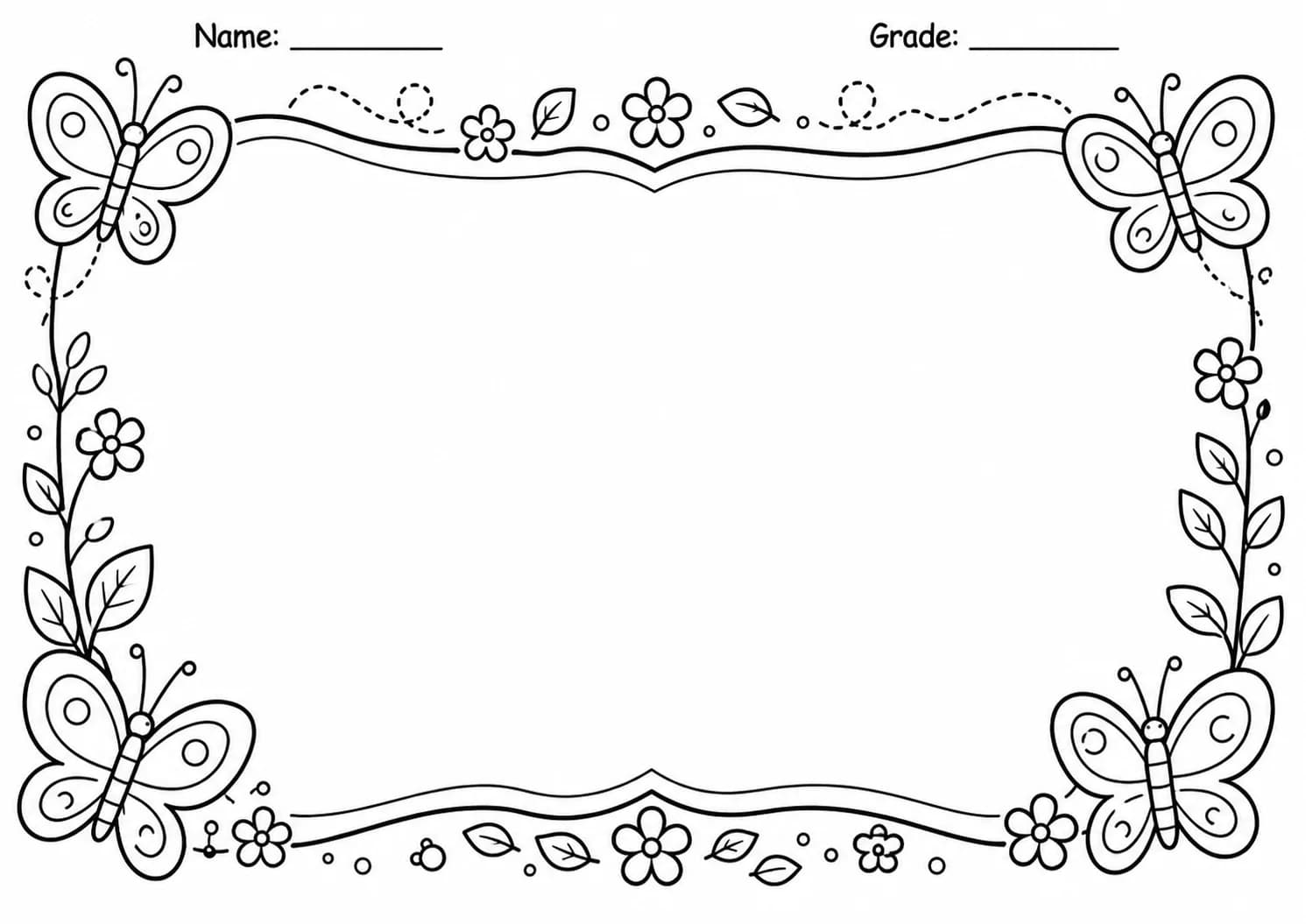 Drawing Frames: Nature and Floral Borders Worksheet Pack page 4 preview
