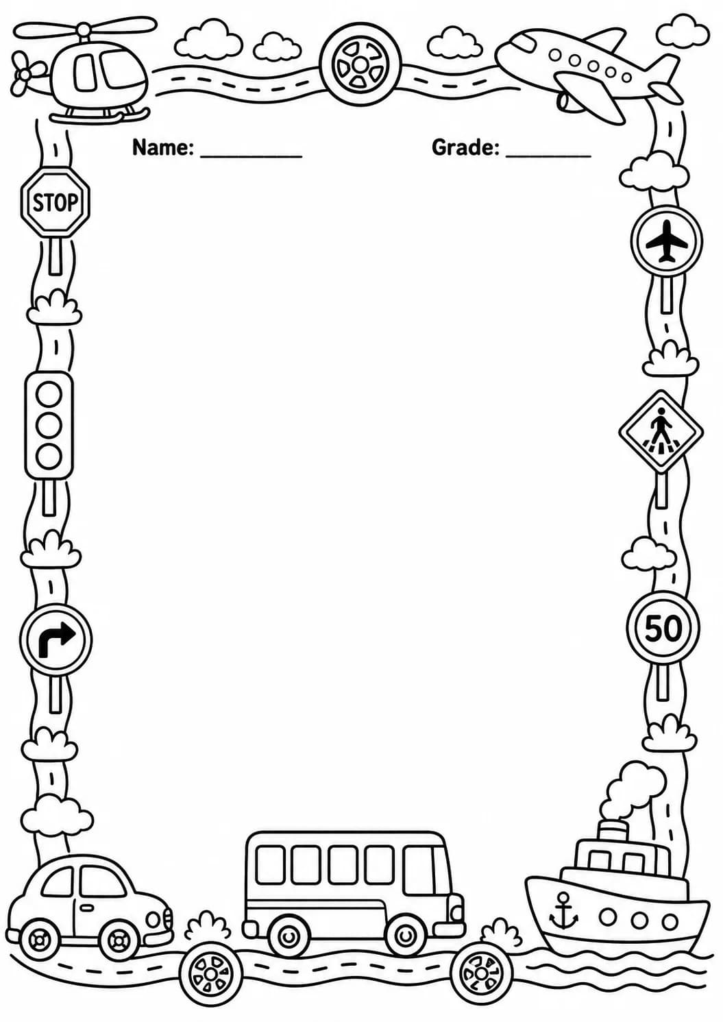 Drawing Frames: Themed Scene Borders Worksheet Pack page 9 preview